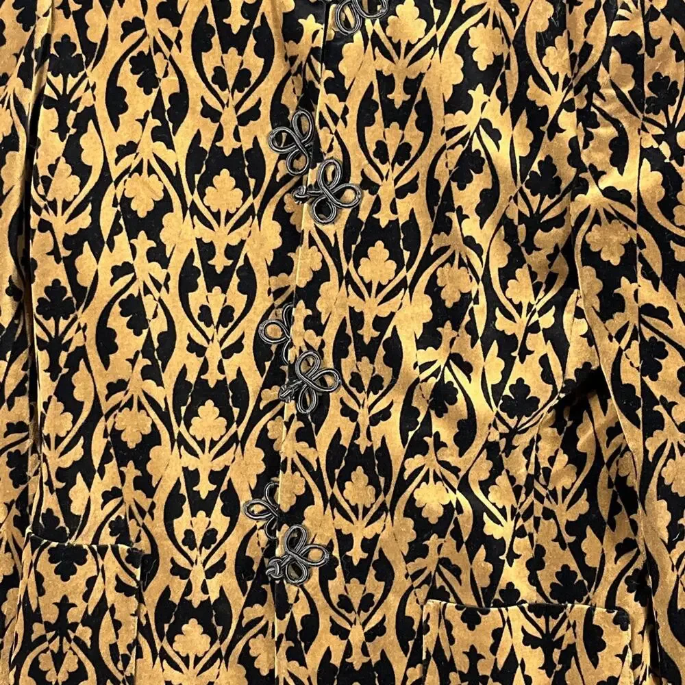 Evan Picone Women’s Blazer Sz 8 Black Floral Tapestry 4 Button Brown / Black‎ - Picture 2 of 10